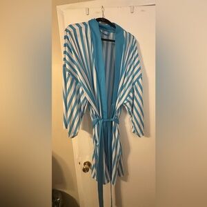 Draper James Blue and White Striped Robe